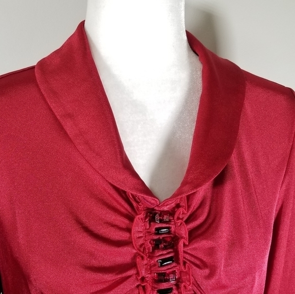 Vintage Amanda Collection Women's Top Various Sizes Red Polyester Knit - Picture 3 of 8